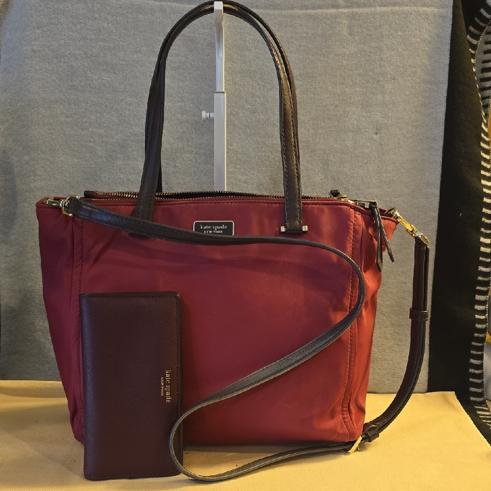 Kate Spade Nylon Tote + Matching Leather Wallet Set